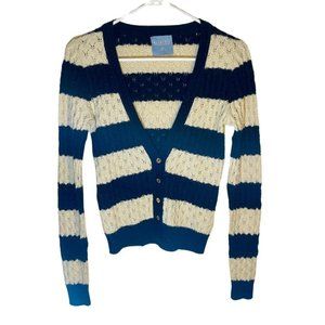 Blue & Cream Striped Cardigan - Women's Size Small from Brazil